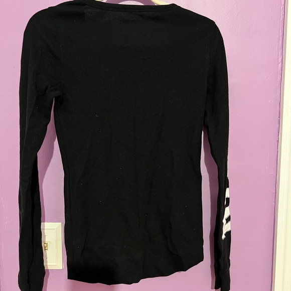 PINK Black Long Sleeve Henley with White Text - Picture 2 of 4